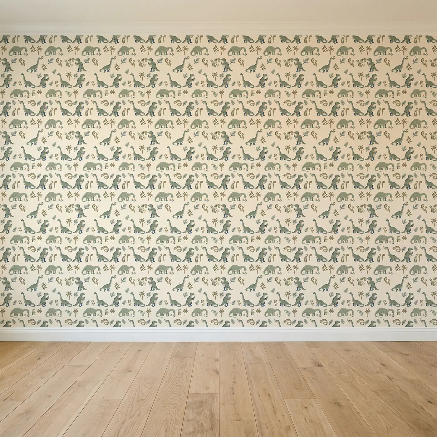Iguanodon Standing Upright Modern Illustration seamless wallpaper full pattern - Whimsy Tots