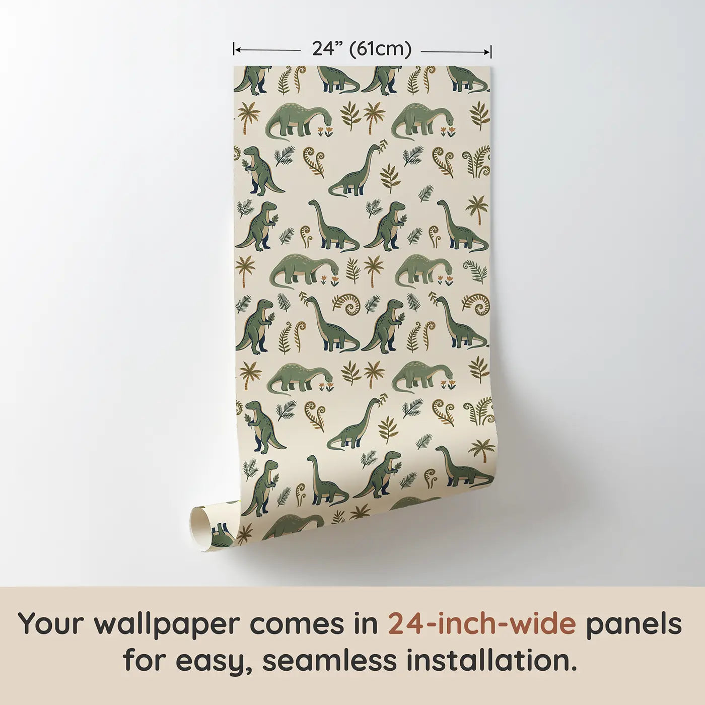 Iguanodon Standing Upright Modern Illustration wallpaper panel dimensions - Whimsy Tots