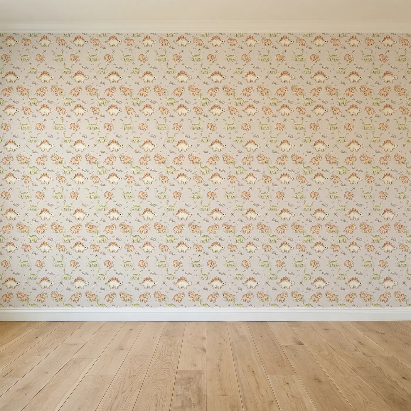 Diplodocus Walking Watercolor seamless wallpaper full pattern - Whimsy Tots