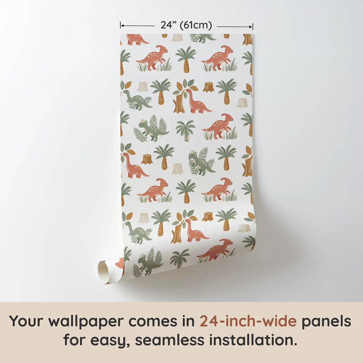 Baby Parasaurolophus Walking Modern Illustration wallpaper panel dimensions - Whimsy Tots