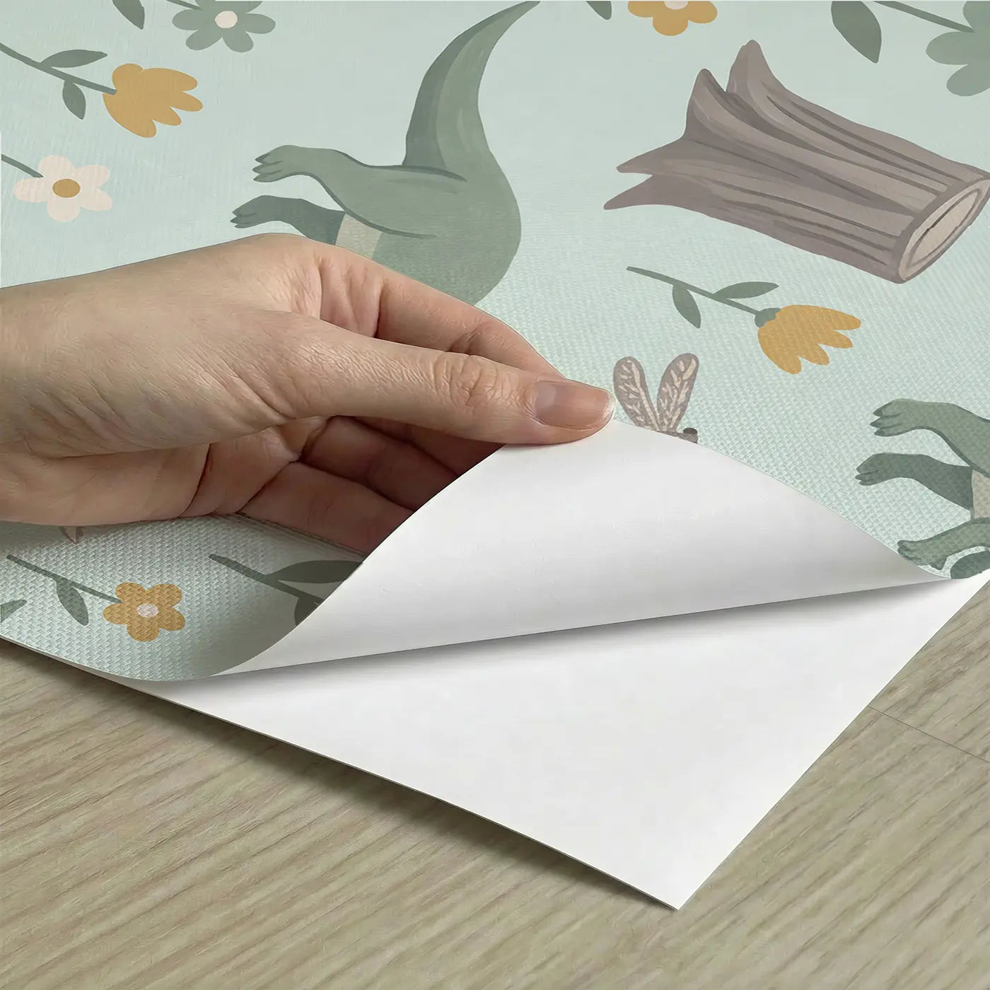 Friendly Iguanodon Thumb Modern Illustration peel and stick material close-up - Whimsy Tots