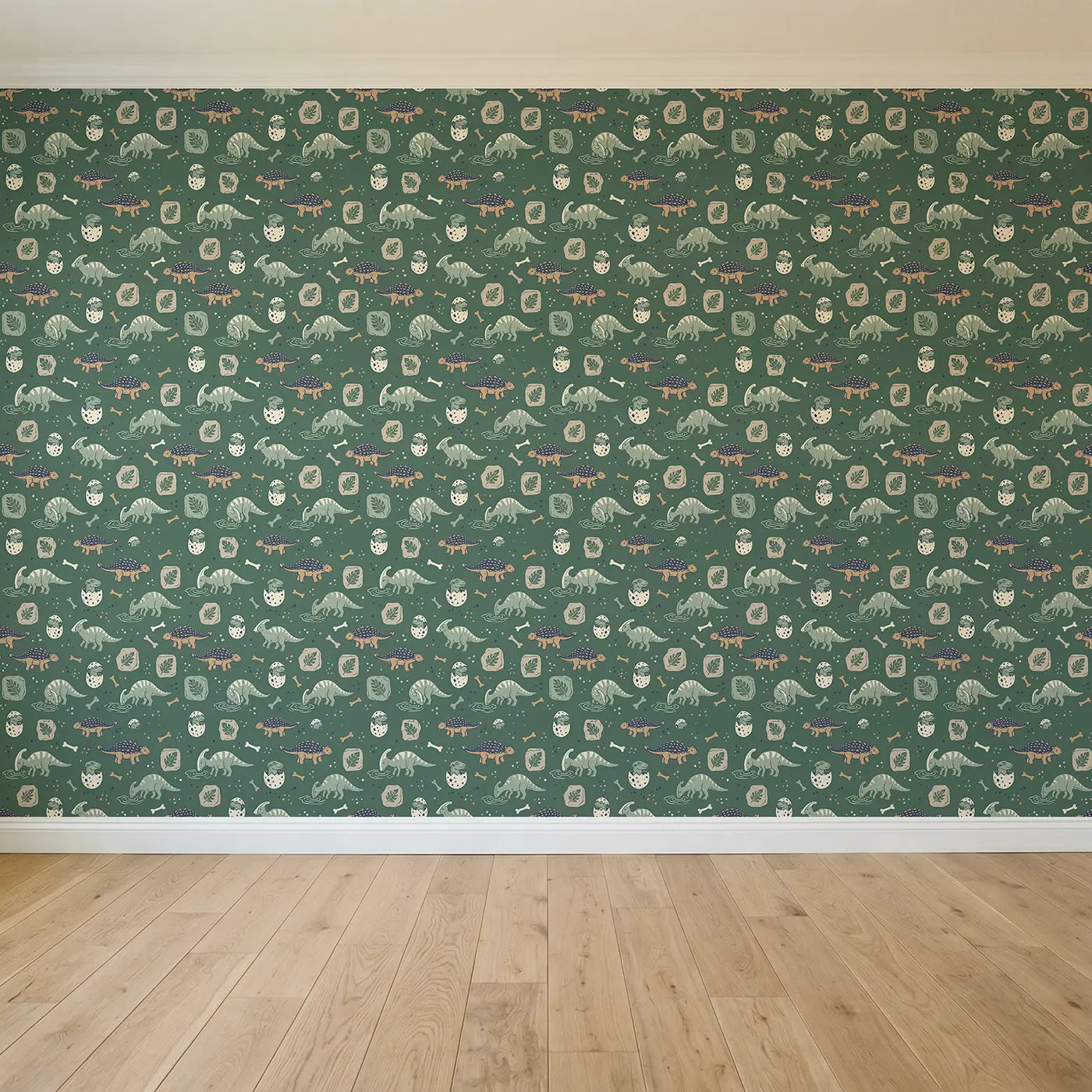 Baby Ankylosaurus Tiny Block Print seamless wallpaper full pattern - Whimsy Tots
