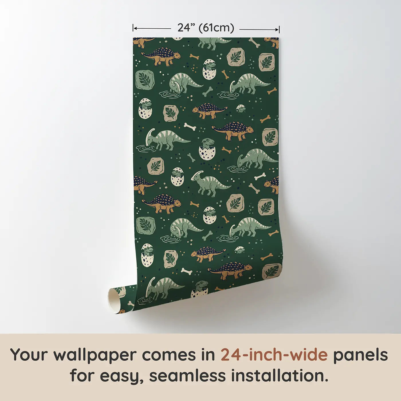 Baby Ankylosaurus Tiny Block Print wallpaper panel dimensions - Whimsy Tots
