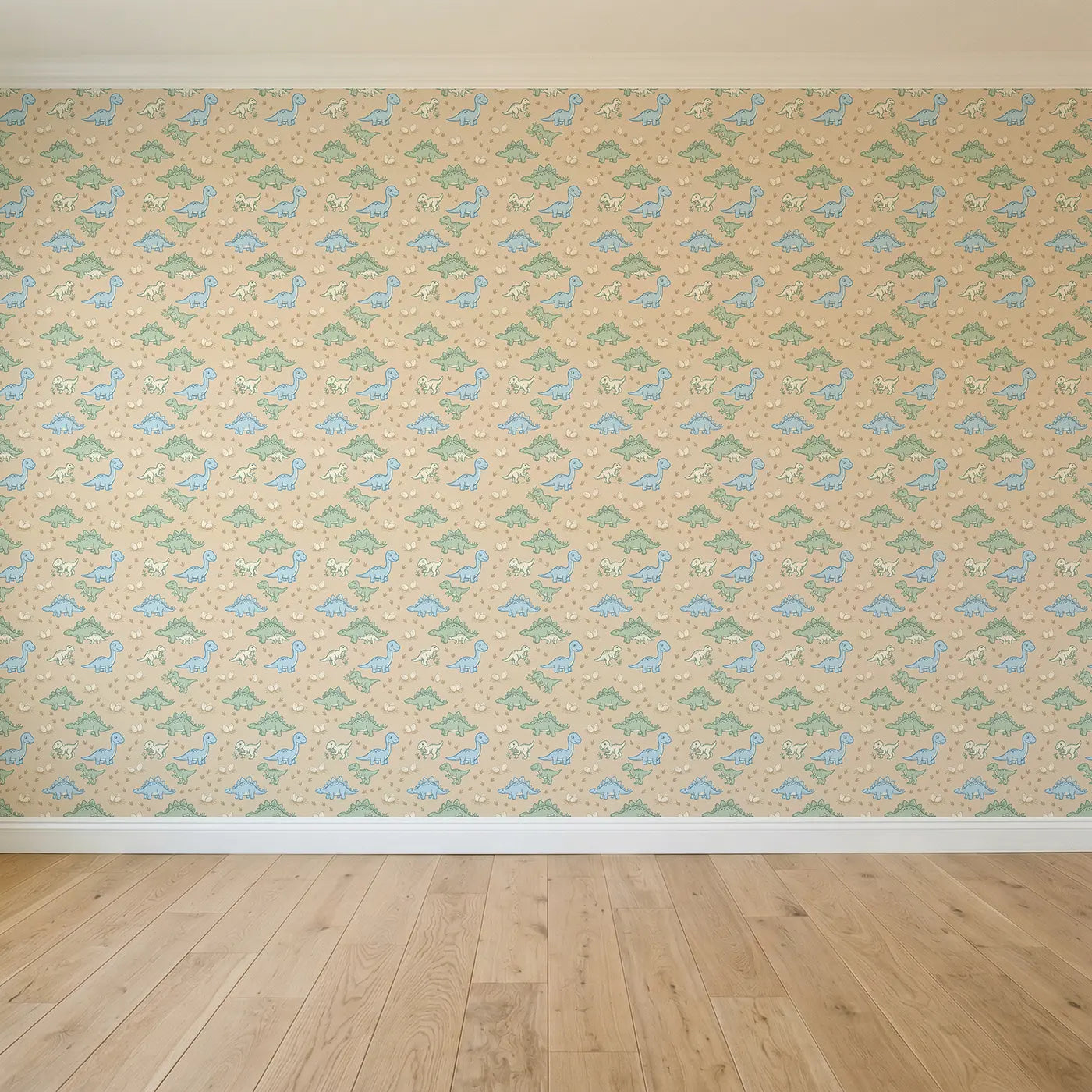 Baby Diplodocus Oversized Block Print seamless wallpaper full pattern - Whimsy Tots