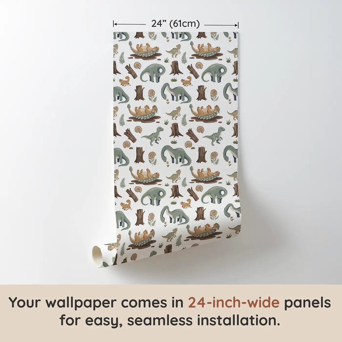 Ankylosaurus Rolling Modern Illustration wallpaper panel dimensions - Whimsy Tots