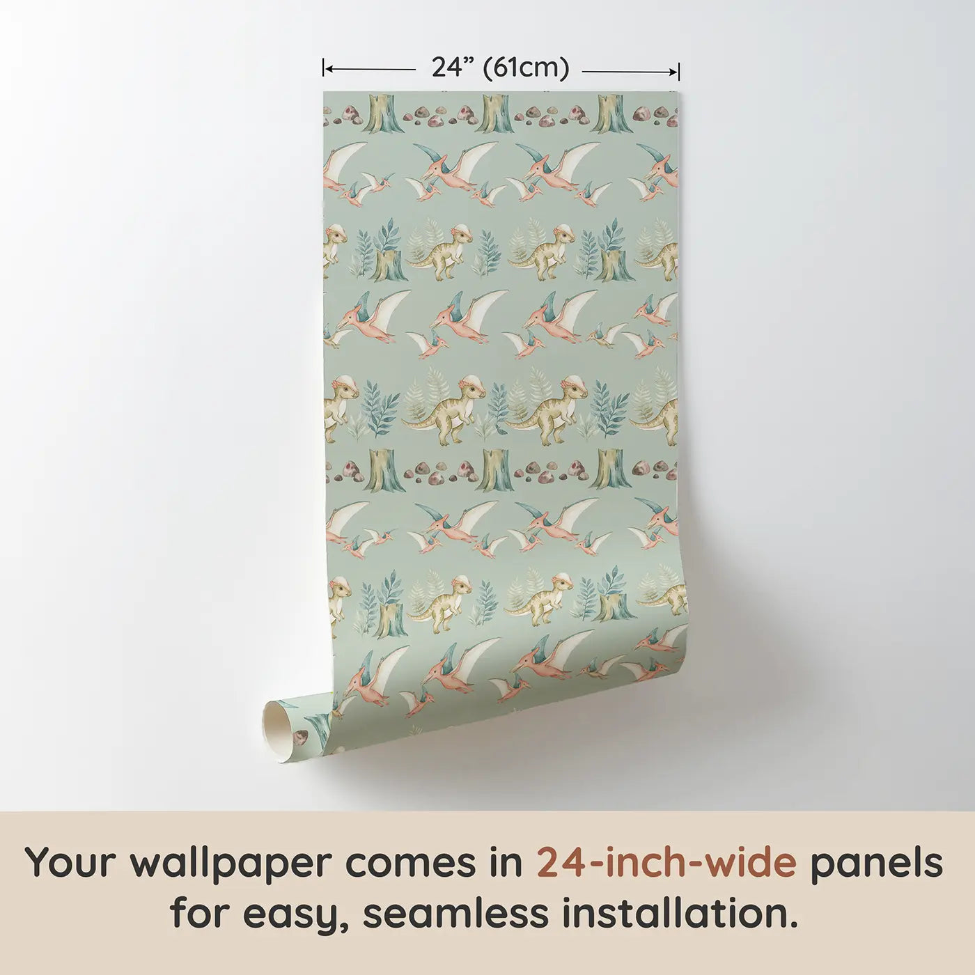 Pterodactyl Family Watercolor wallpaper panel dimensions - Whimsy Tots