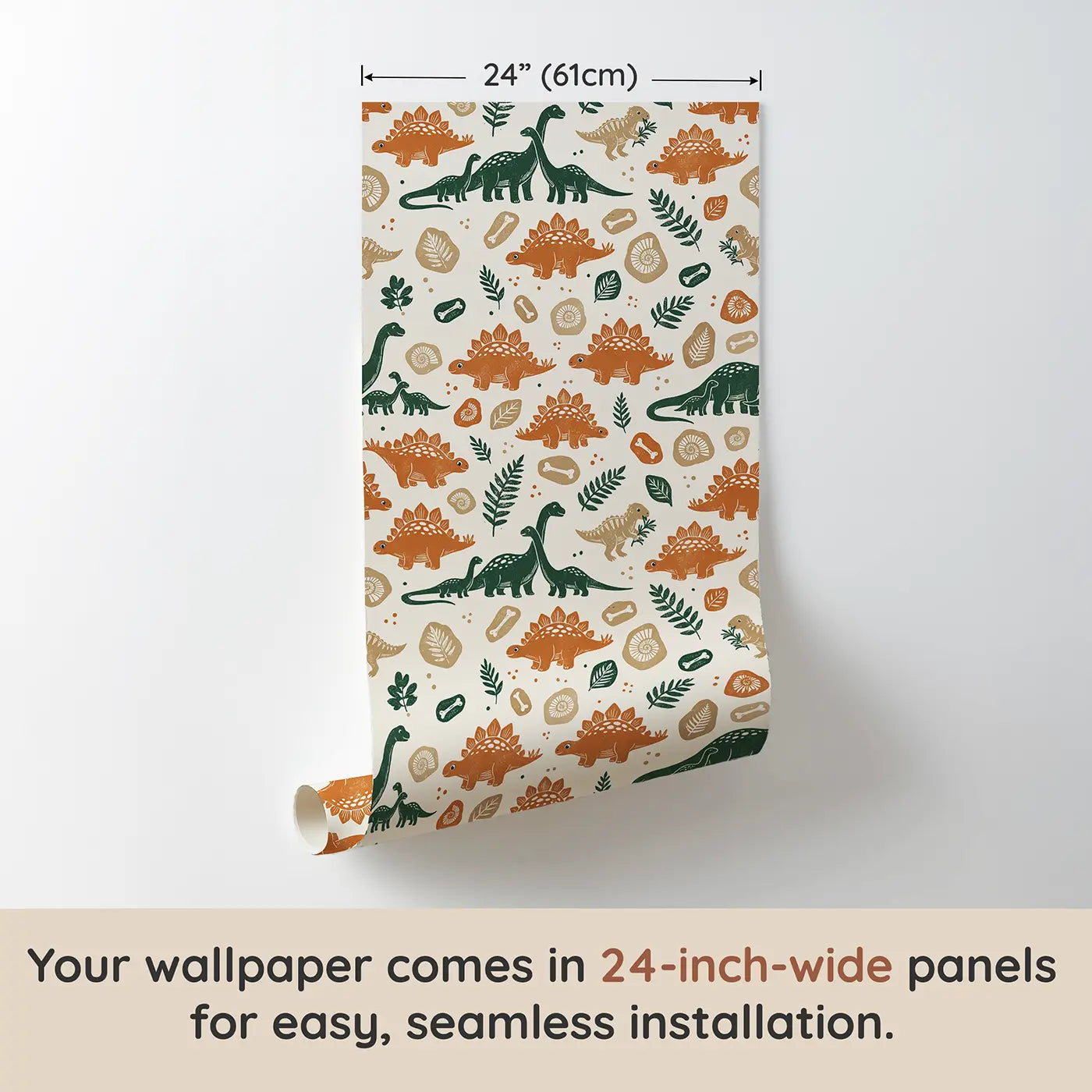 Brontosaurus Family Walking Block Print wallpaper panel dimensions - Whimsy Tots