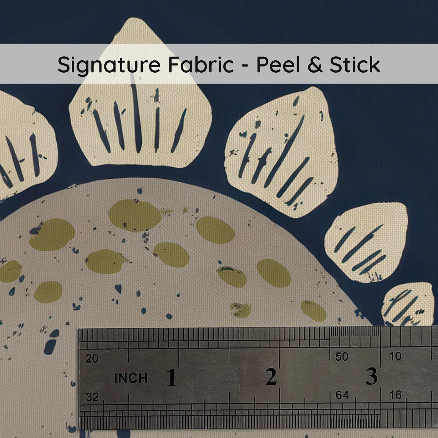 Round Chubby Stegosaurus Block Print on peel and stick fabric - Whimsy Tots