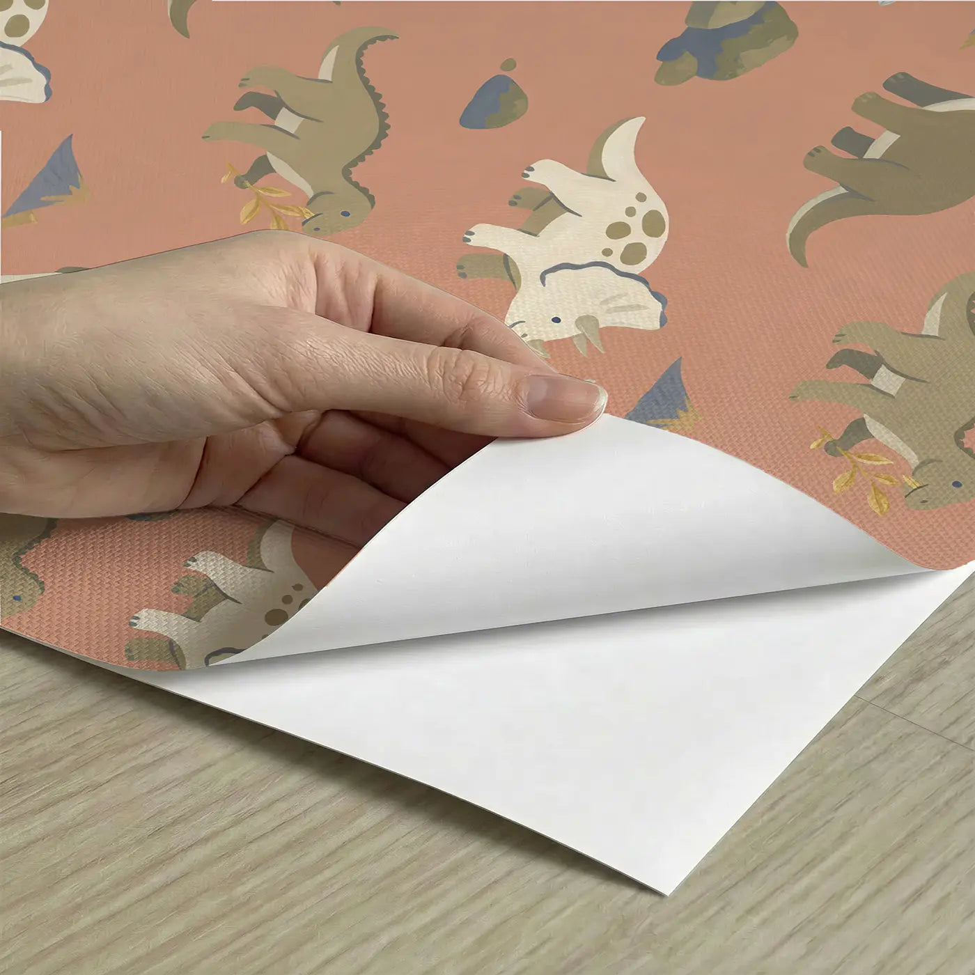 Baby Dinosaur Playing Modern Illustration peel and stick material close-up - Whimsy Tots