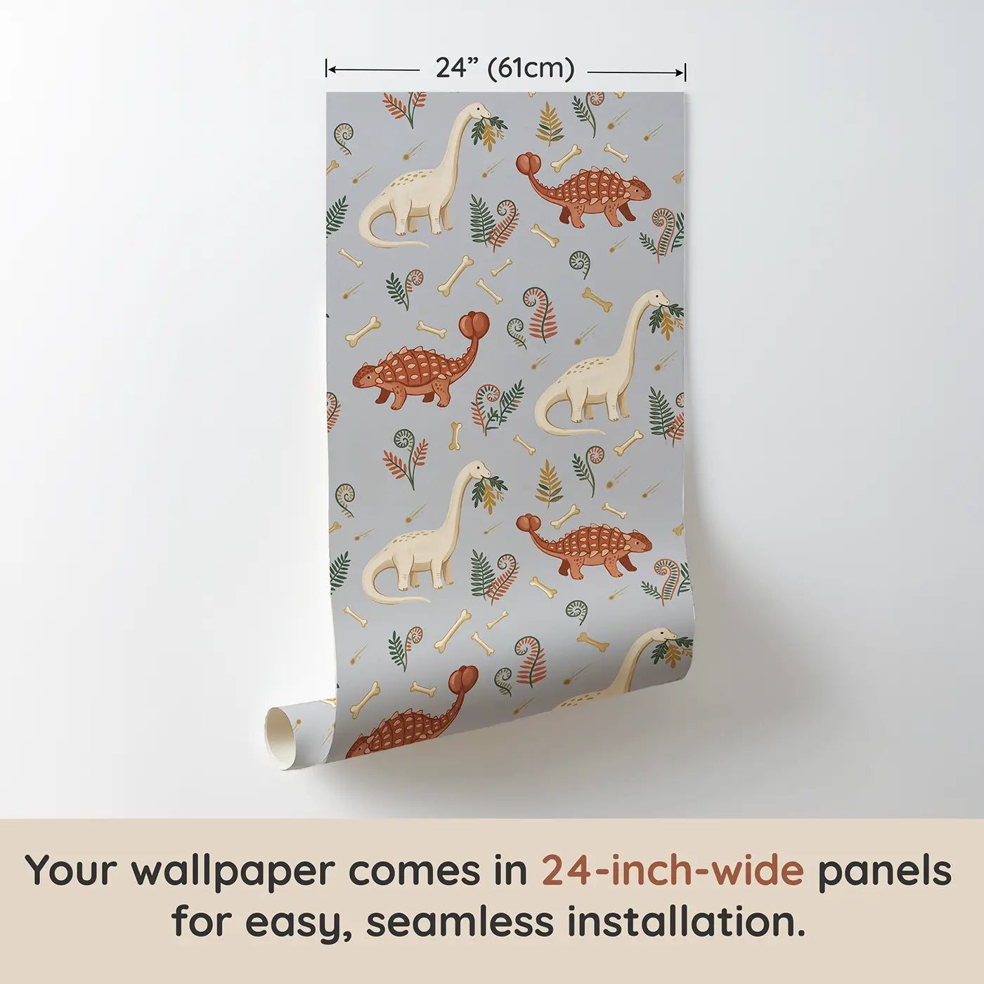 Diplodocus Stretching Modern Illustration wallpaper panel dimensions - Whimsy Tots