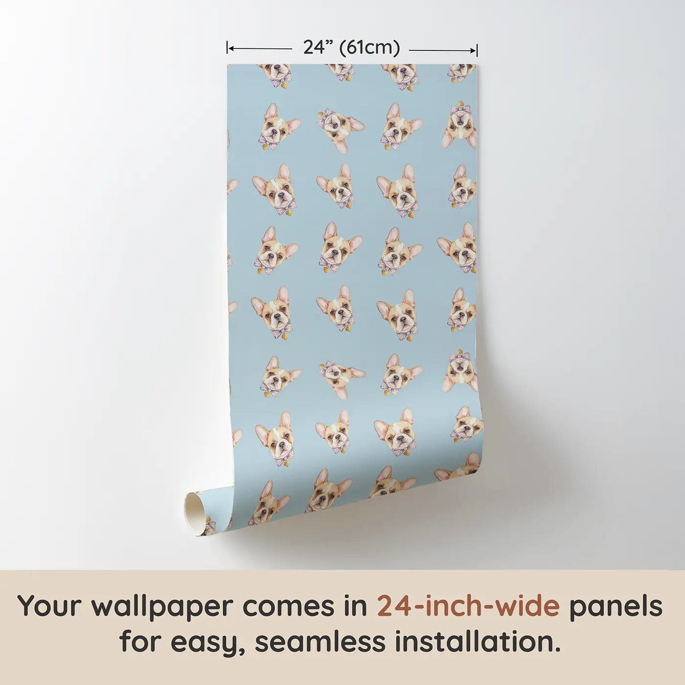 French Bulldog Watercolor wallpaper panel dimensions - Whimsy Tots