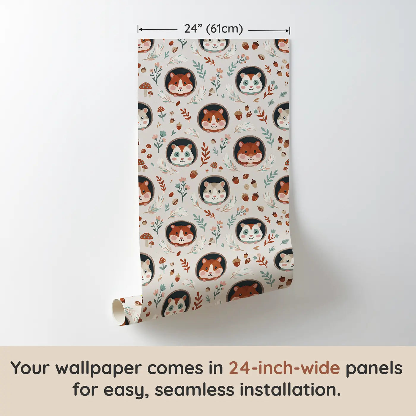 Hamster Faces Modern Illustration wallpaper panel dimensions - Whimsy Tots
