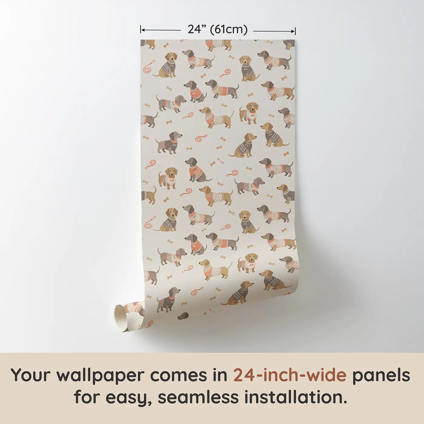 Dachshund Dogs Modern Illustration wallpaper panel dimensions - Whimsy Tots