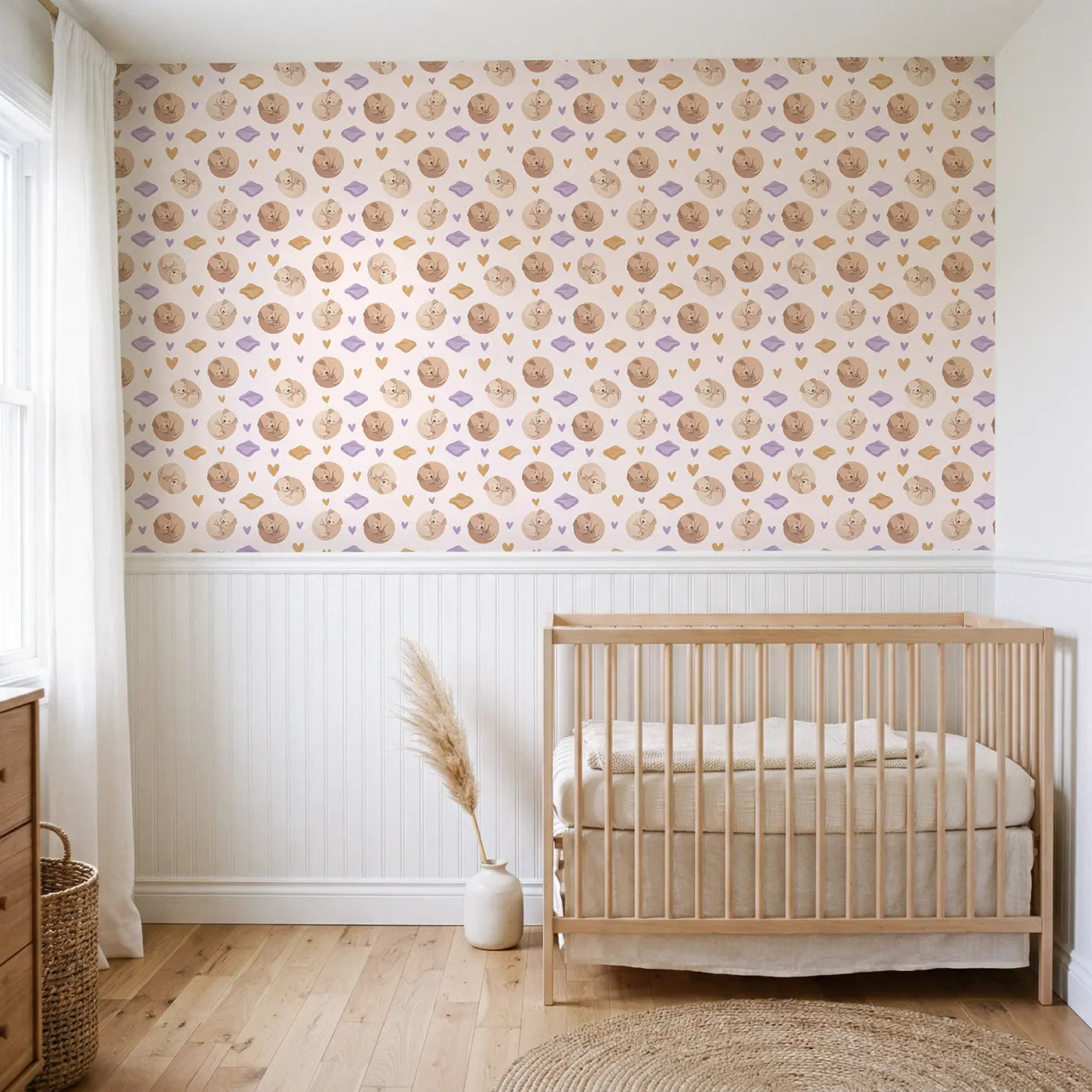 Sleeping Puppies Modern Illustration wallpaper above wainscoting - Whimsy Tots