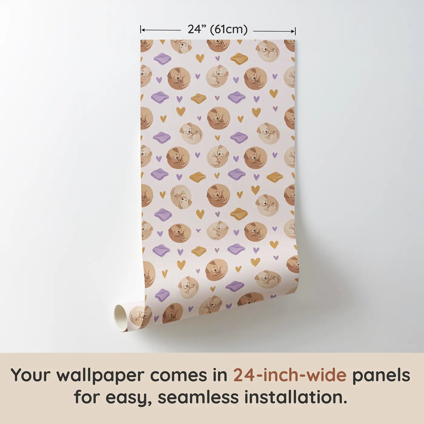 Sleeping Puppies Modern Illustration wallpaper panel dimensions - Whimsy Tots