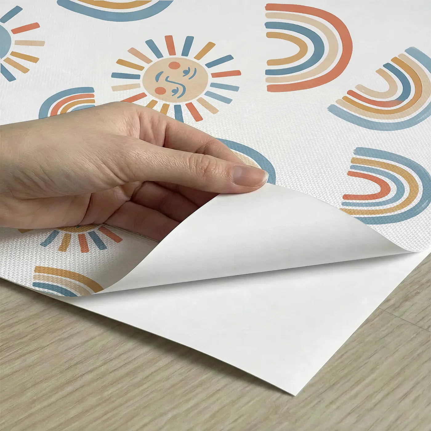 Sun Faces Modern Illustration peel and stick material close-up - Whimsy Tots