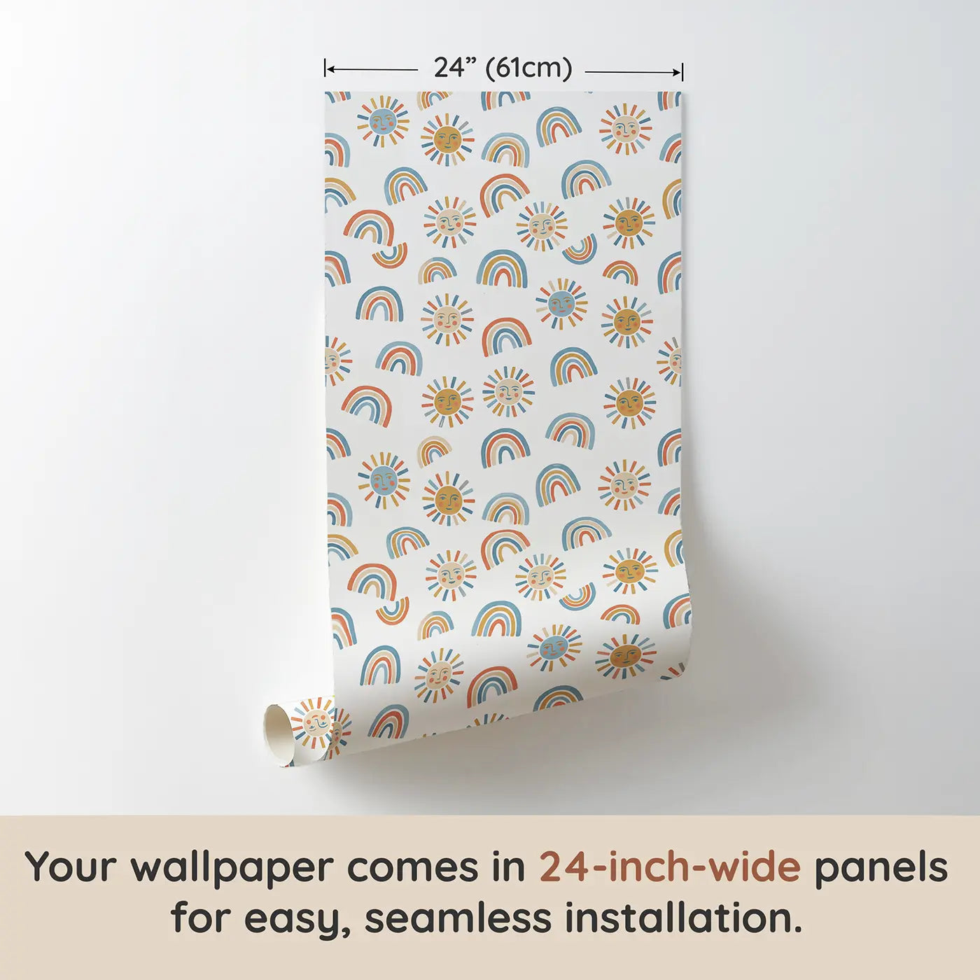 Sun Faces Modern Illustration wallpaper panel dimensions - Whimsy Tots