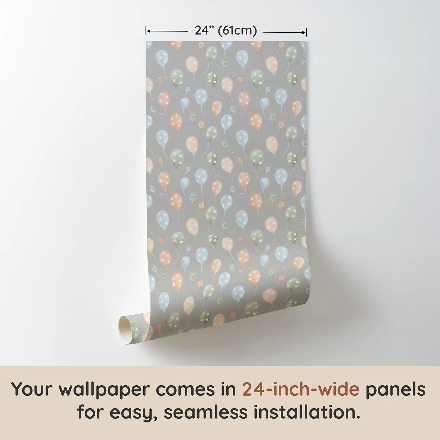Whimsical Balloon Soft Pastel wallpaper panel dimensions - Whimsy Tots