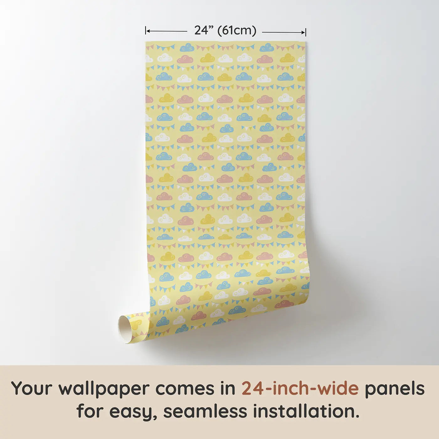 Dreamy Cloud Modern Illustration wallpaper panel dimensions - Whimsy Tots