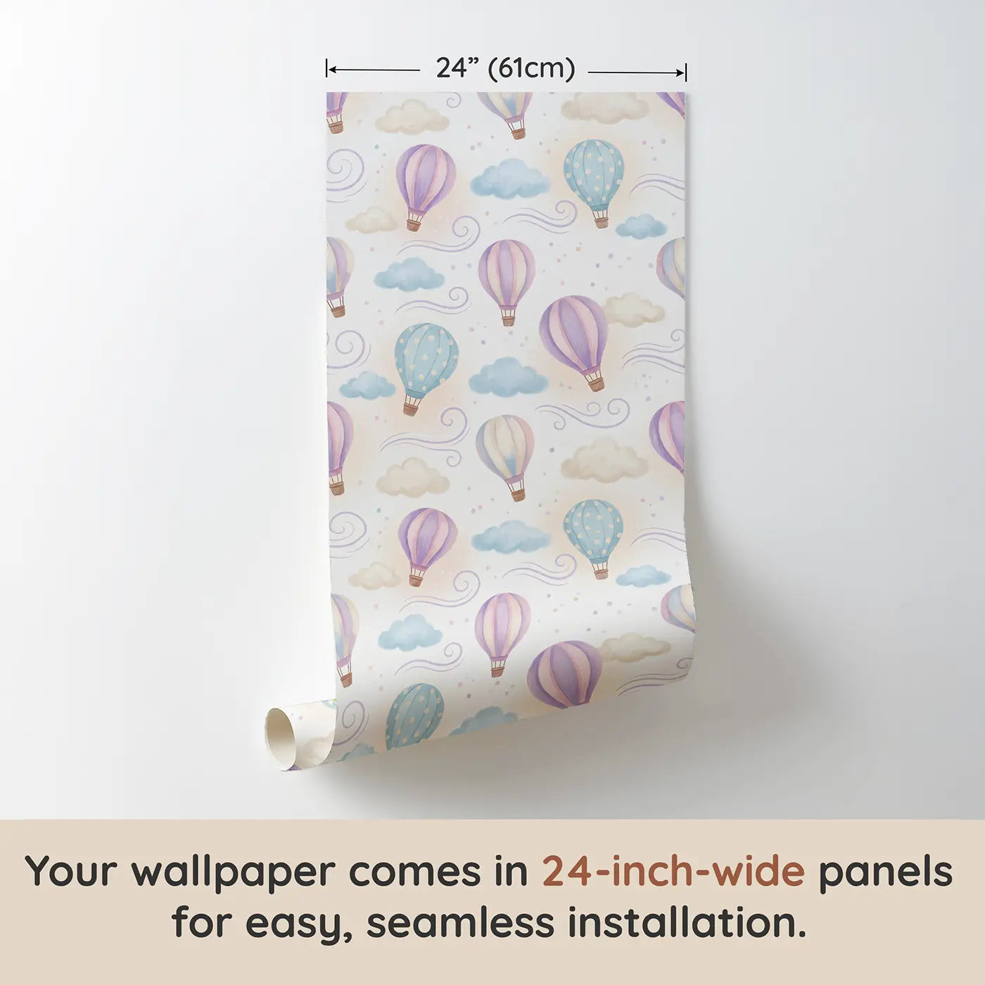 Hot Air Soft Pastel wallpaper panel dimensions - Whimsy Tots