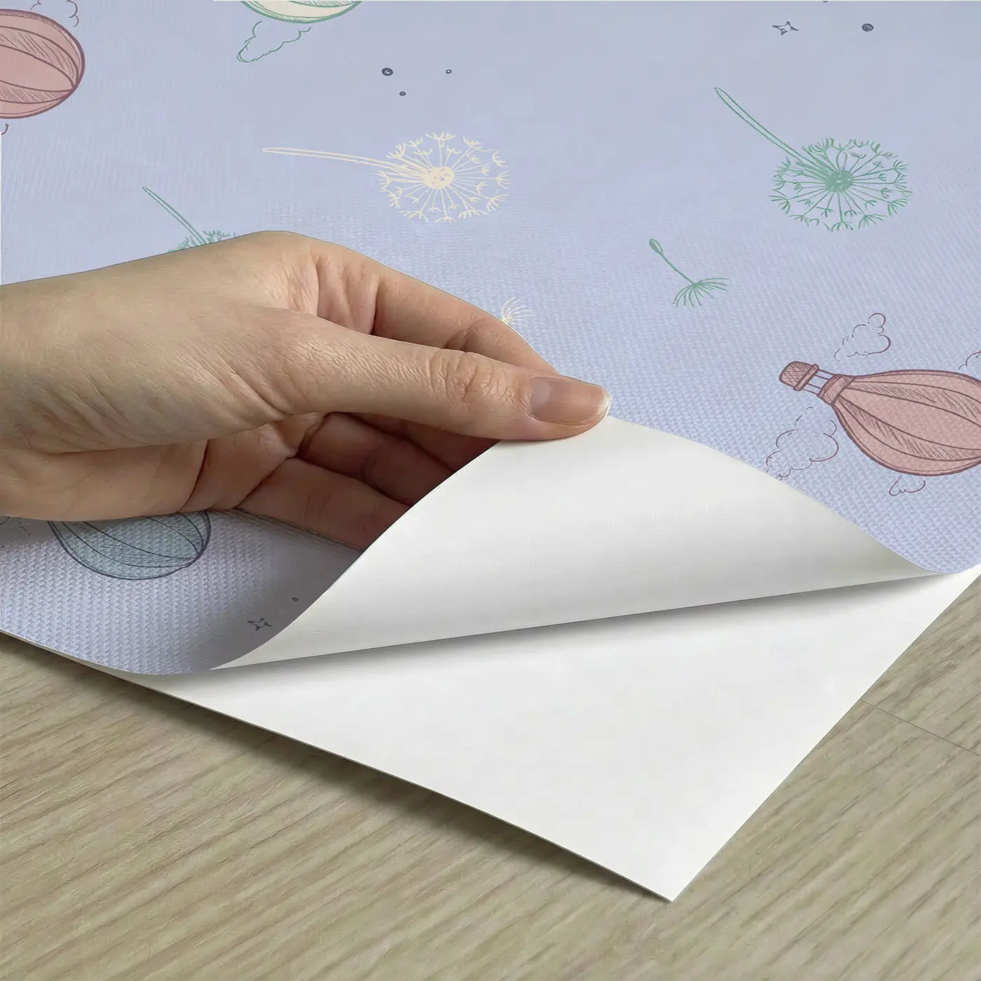 Hot Air Balloons Hand-Drawn peel and stick material close-up - Whimsy Tots