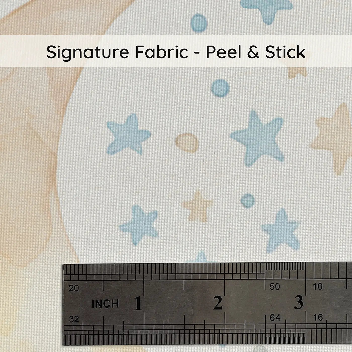 Crescent Moons Star Watercolor on peel and stick fabric - Whimsy Tots