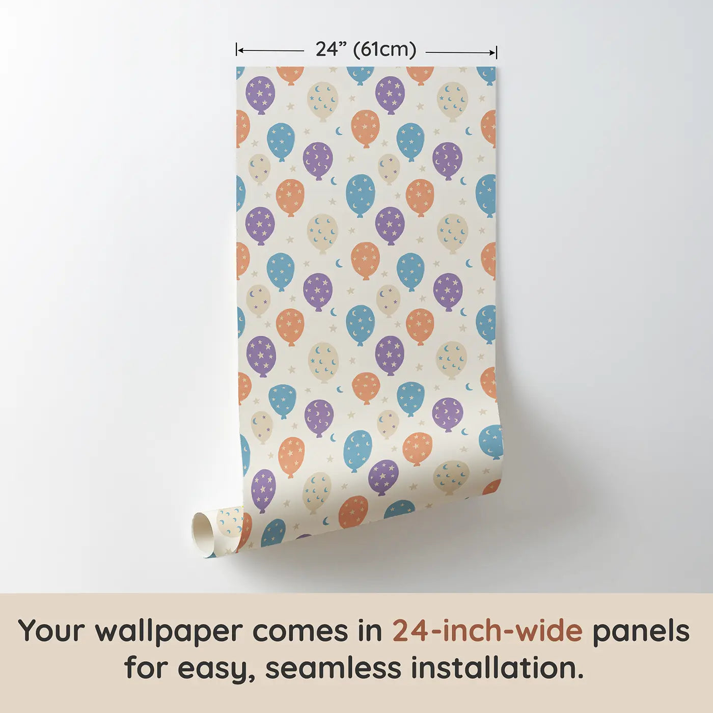 Whimsical Balloon Modern Illustration wallpaper panel dimensions - Whimsy Tots