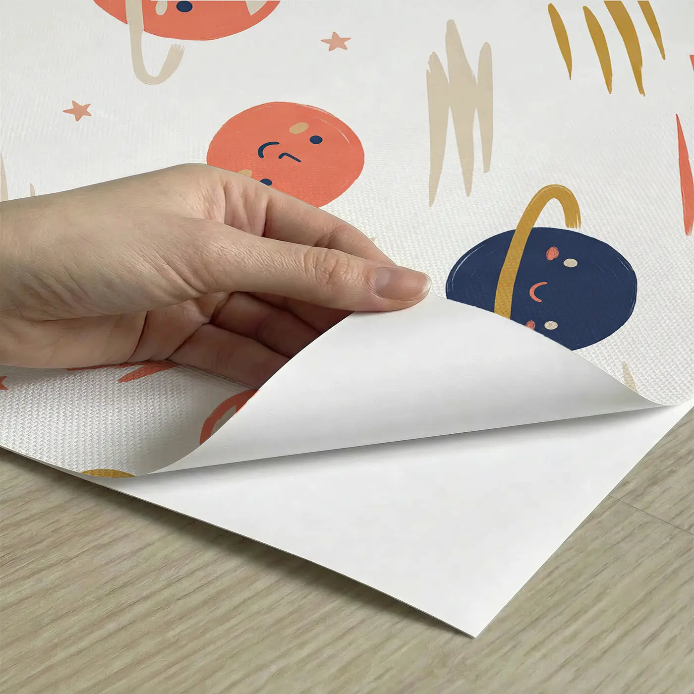 Friendly Planet Modern Illustration peel and stick material close-up - Whimsy Tots