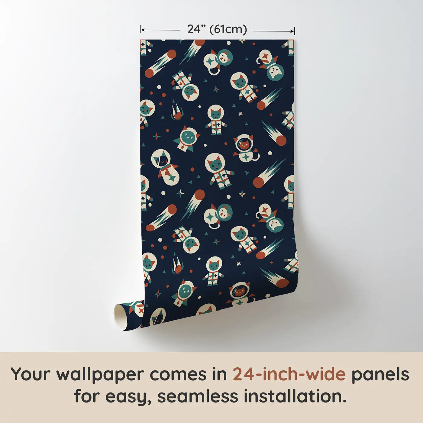 Astronaut Cat Spacesuit Geometric wallpaper panel dimensions - Whimsy Tots