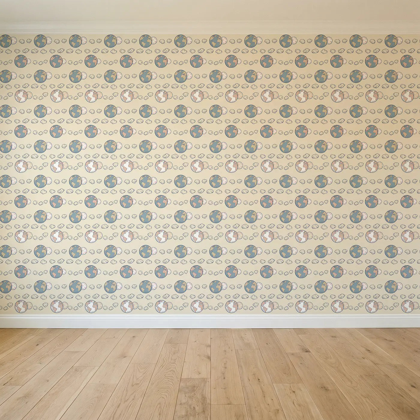 Earth Moon Pairs Hand-Drawn seamless wallpaper full pattern - Whimsy Tots