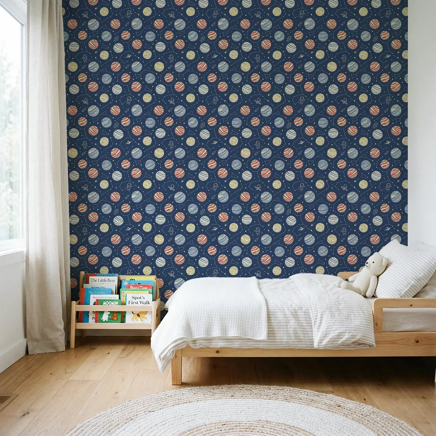 Gas Giant Swirl Hand-Drawn II wallpaper in Scandinavian nursery - Whimsy Tots