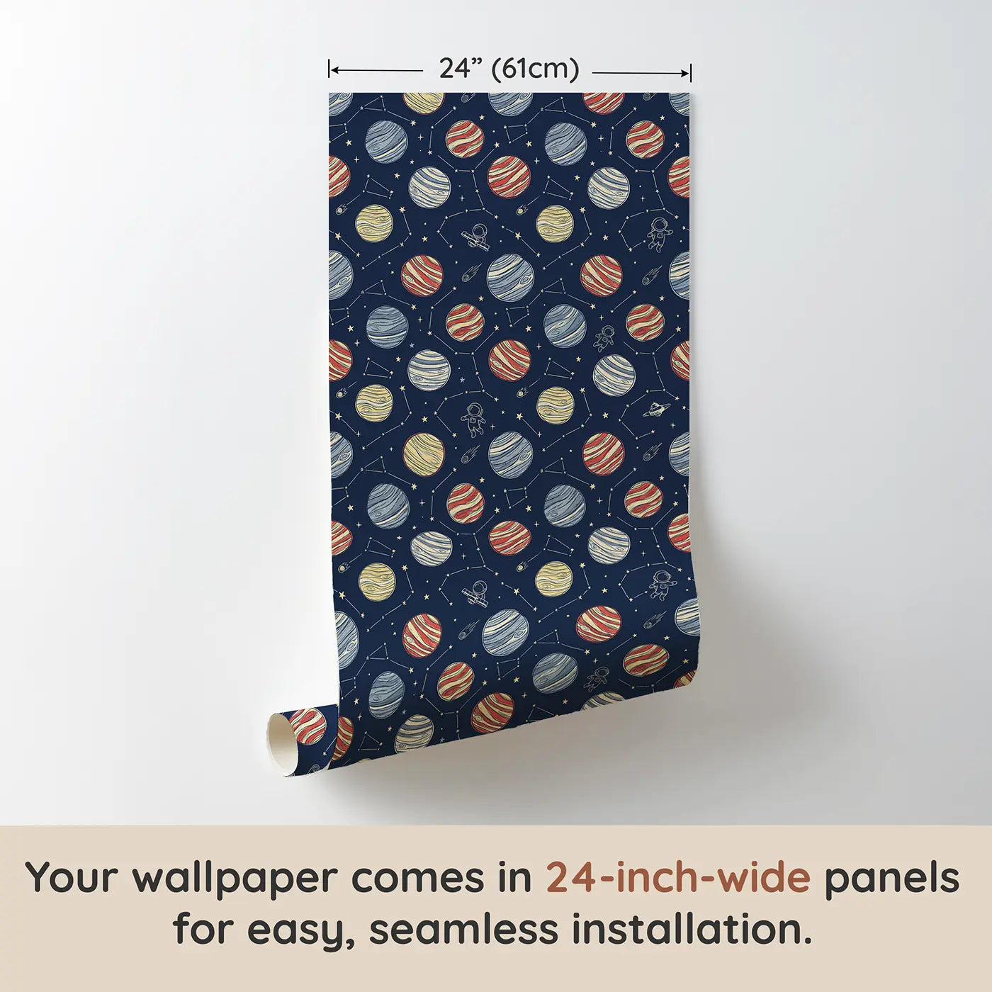 Gas Giant Swirl Hand-Drawn II wallpaper panel dimensions - Whimsy Tots