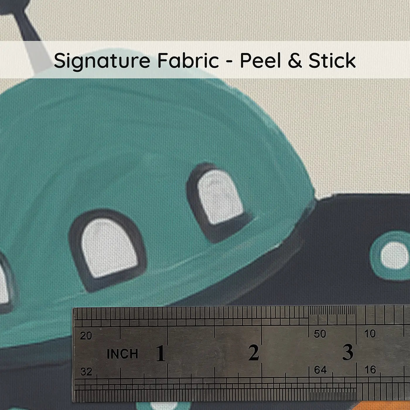 Friendly Ufos Modern Illustration on peel and stick fabric - Whimsy Tots