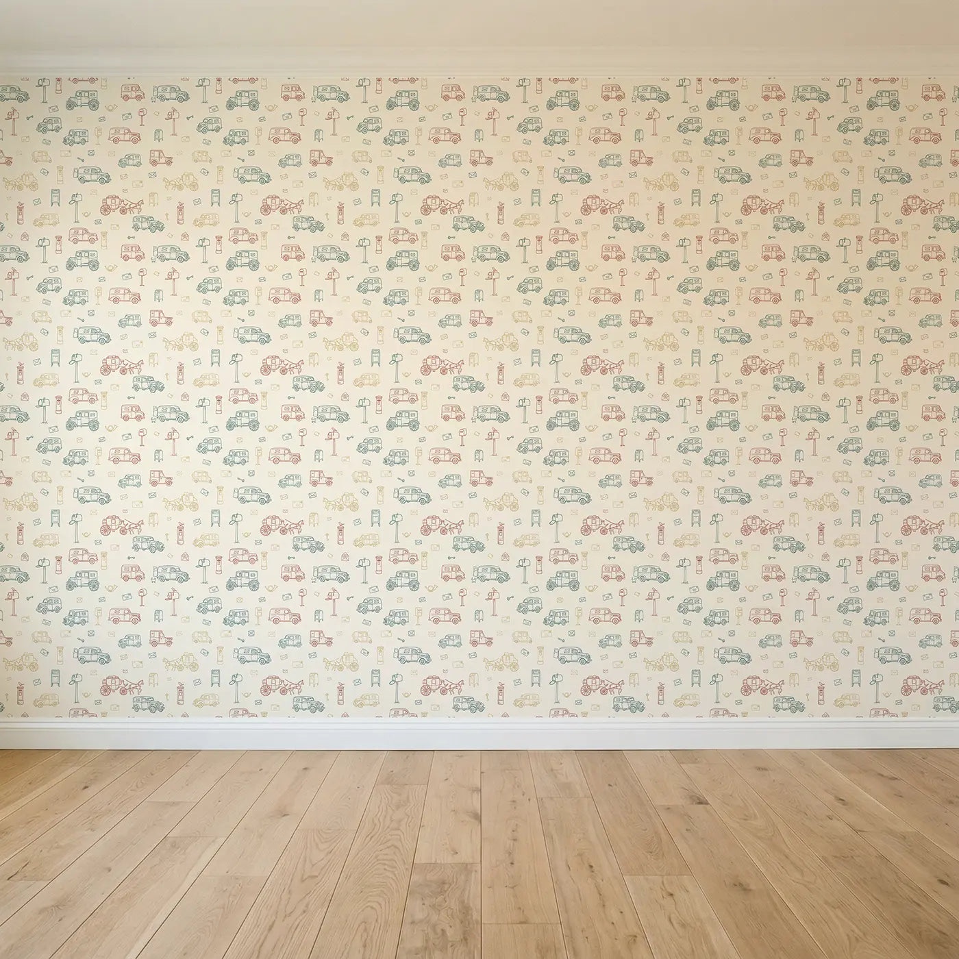 Vintage Postal Hand-Drawn seamless wallpaper full pattern - Whimsy Tots