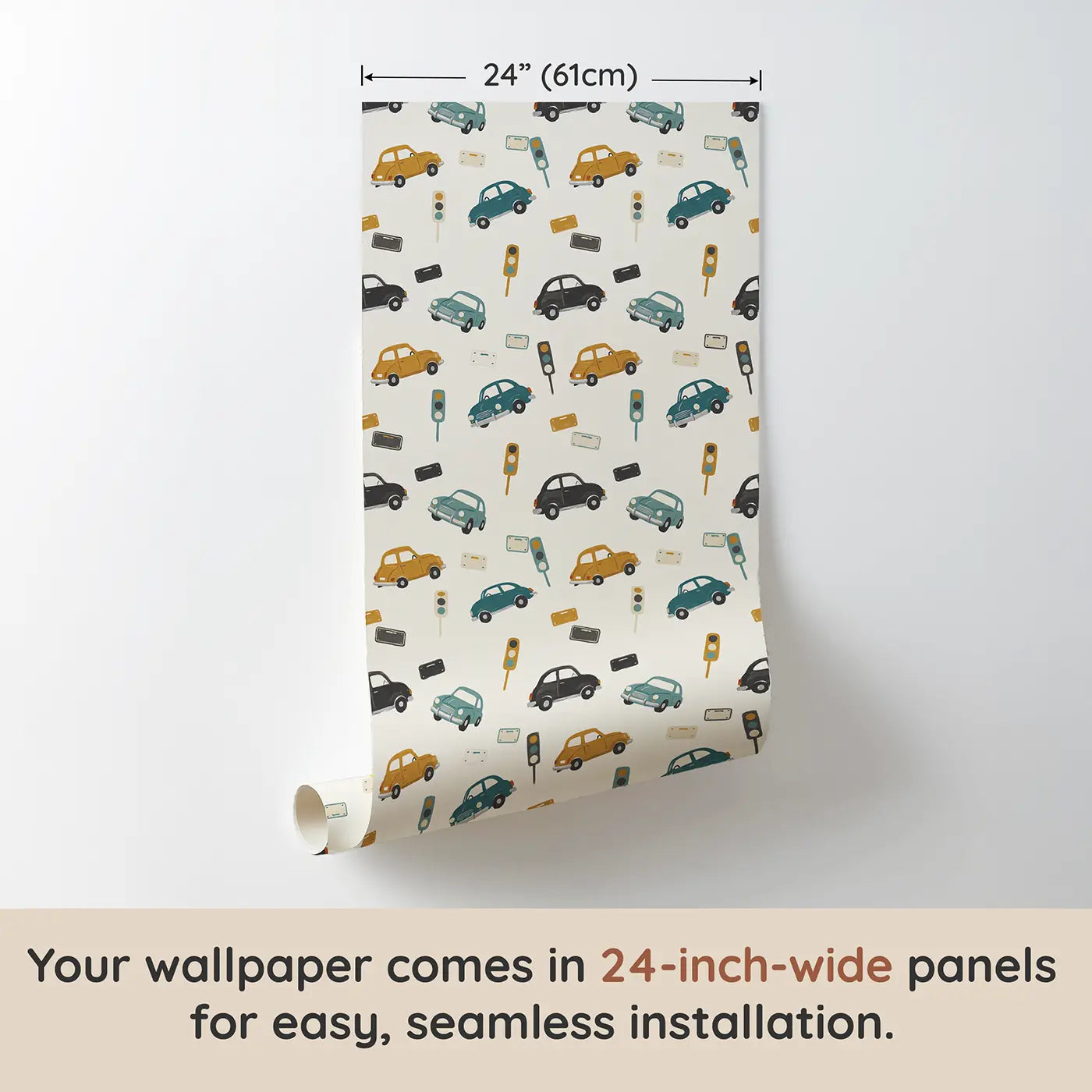 Vintage Rounded Modern Illustration wallpaper panel dimensions - Whimsy Tots