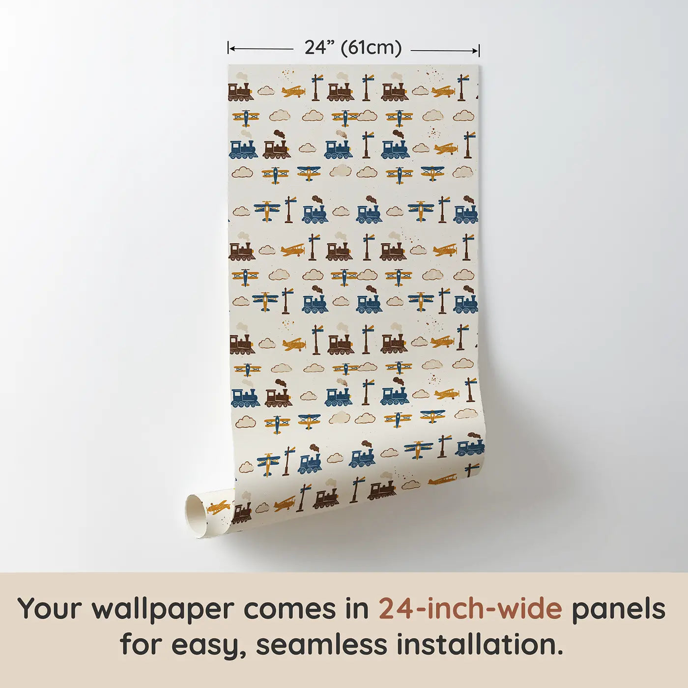 Mix Steam Block Print wallpaper panel dimensions - Whimsy Tots