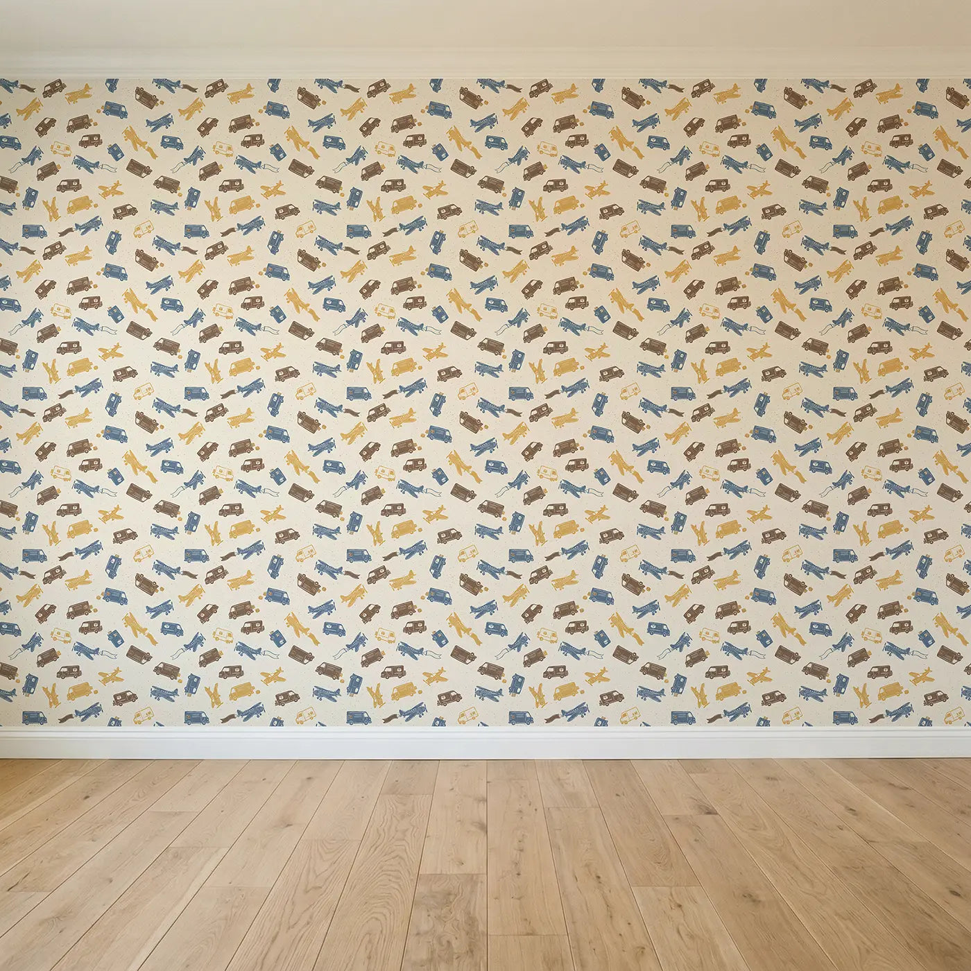 Retro Planes Block Print seamless wallpaper full pattern - Whimsy Tots