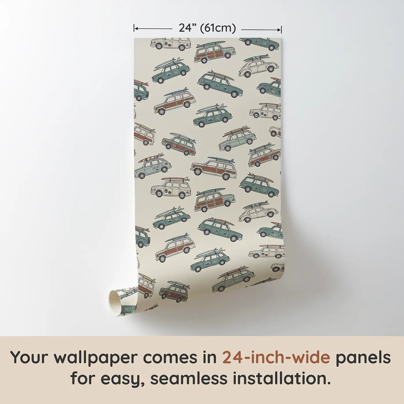 Retro Station Hand-Drawn wallpaper panel dimensions - Whimsy Tots