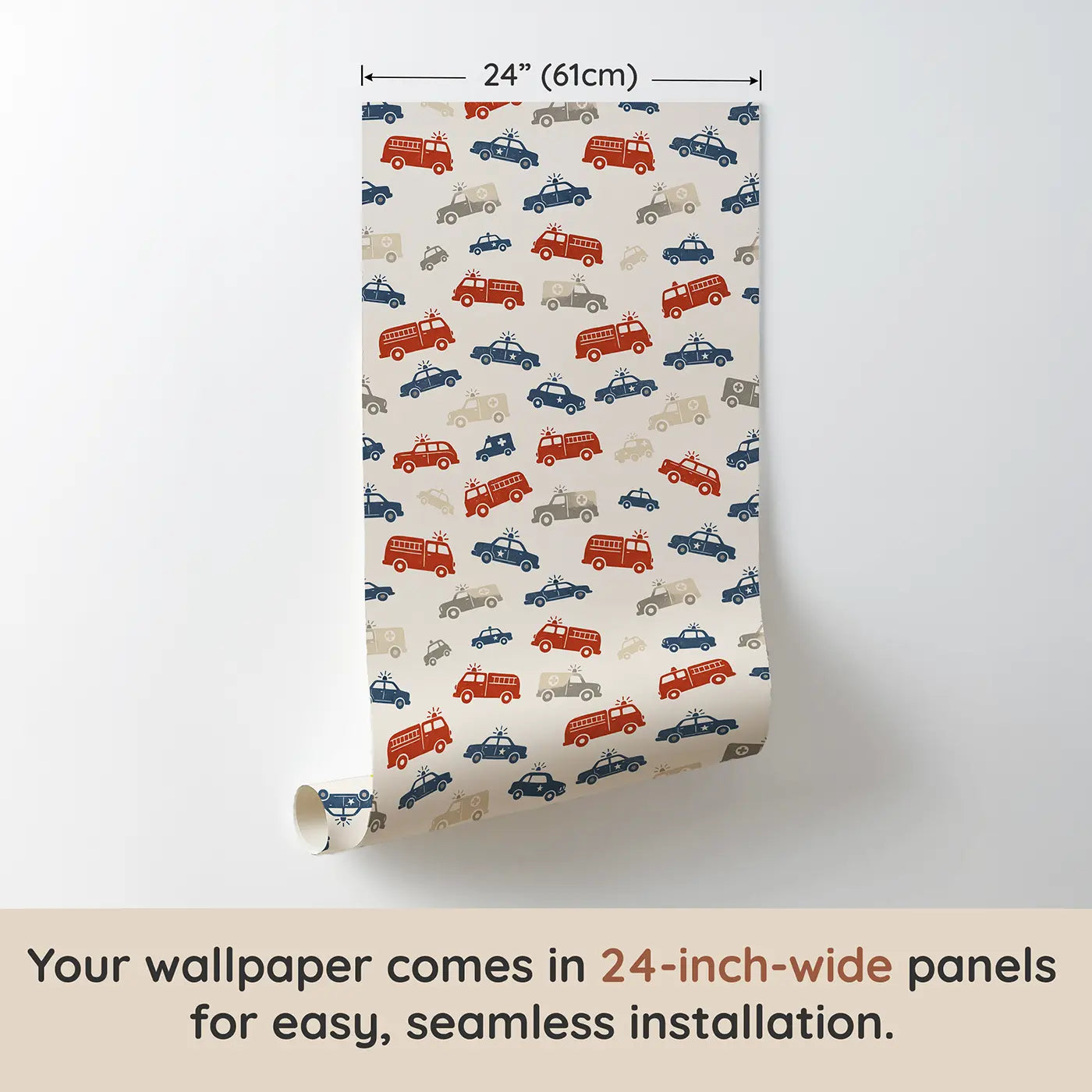 Old-Fashioned Emergency Block Print wallpaper panel dimensions - Whimsy Tots