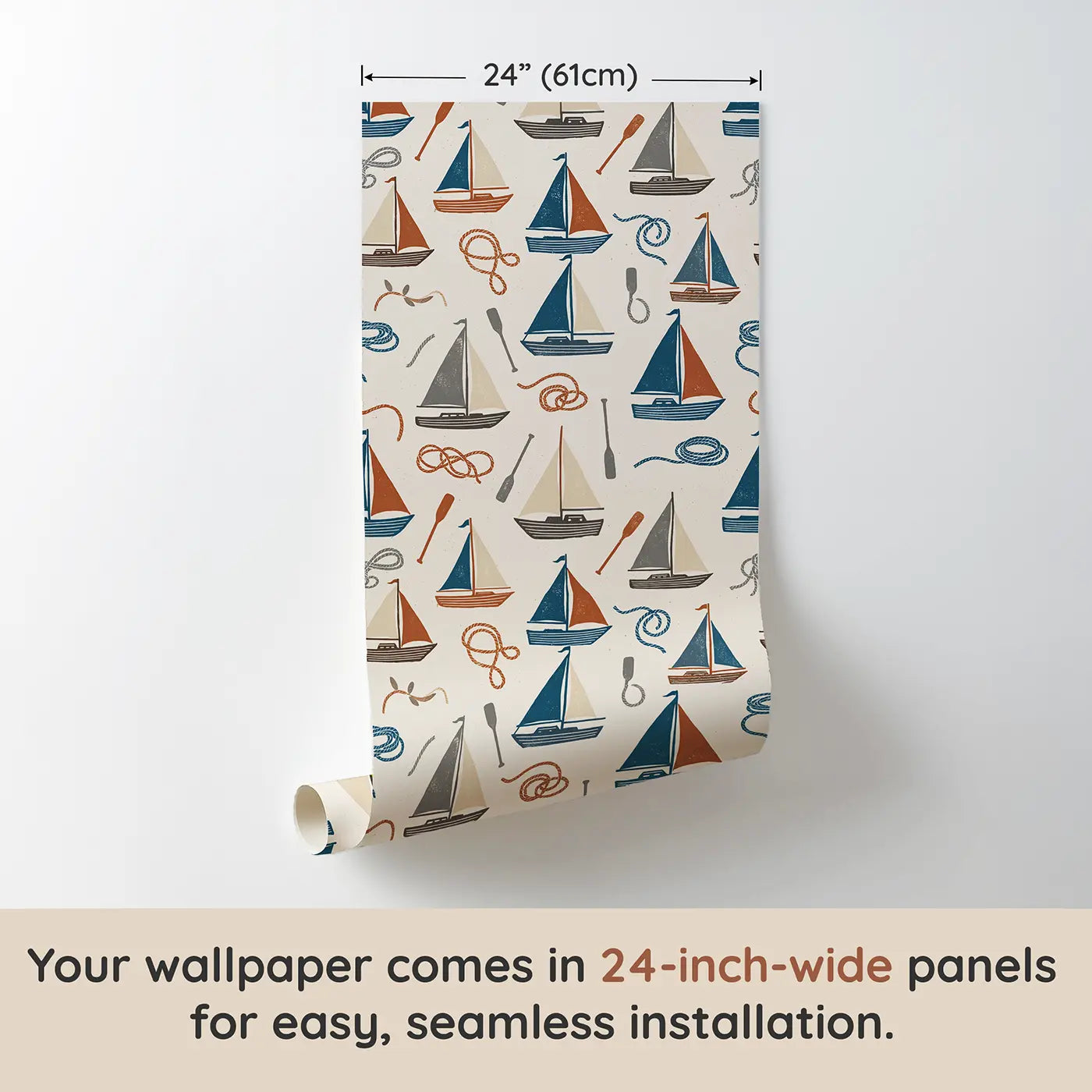 Classic Sloops Block Print wallpaper panel dimensions - Whimsy Tots