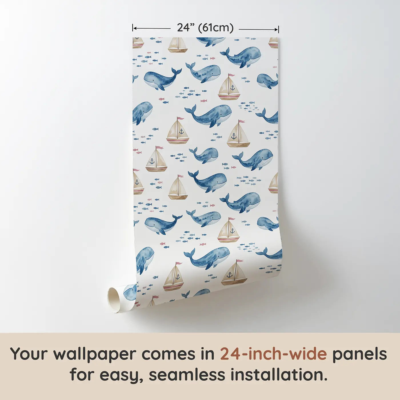 Friendly Blue Watercolor wallpaper panel dimensions - Whimsy Tots