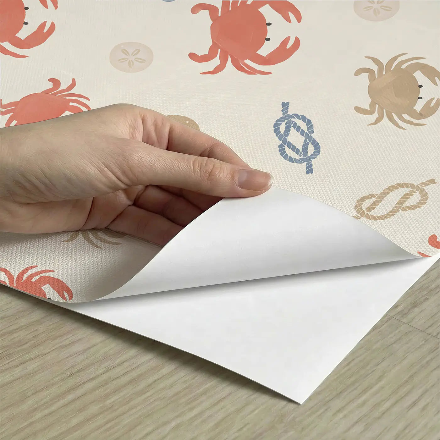 Crabs Anchors Modern Illustration peel and stick material close-up - Whimsy Tots