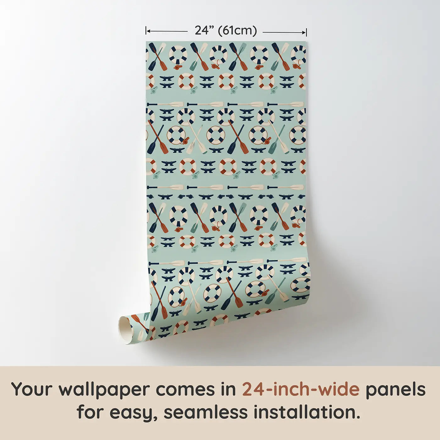 Boat Oars Modern Illustration wallpaper panel dimensions - Whimsy Tots