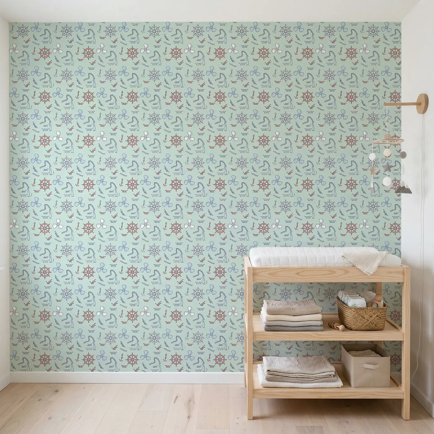 Vintage Boat Hand-Drawn wallpaper in Scandinavian nursery - Whimsy Tots