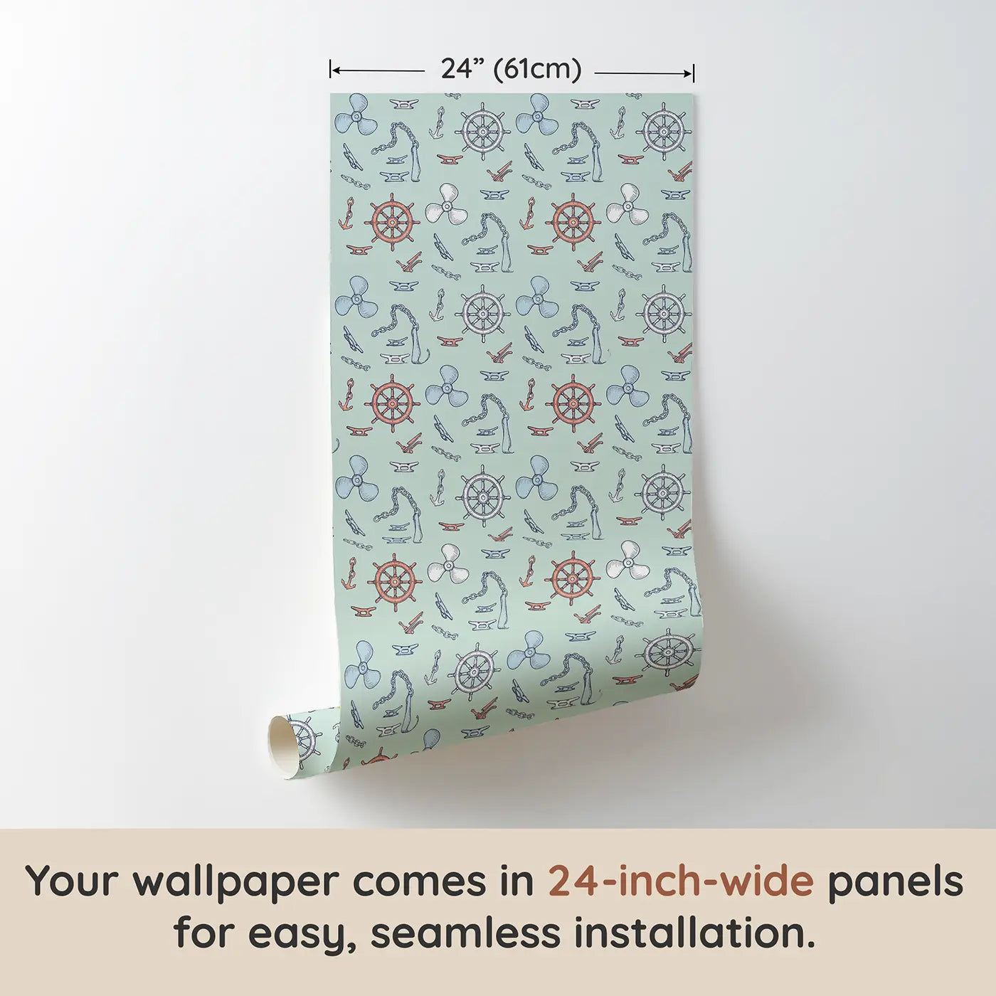 Vintage Boat Hand-Drawn wallpaper panel dimensions - Whimsy Tots