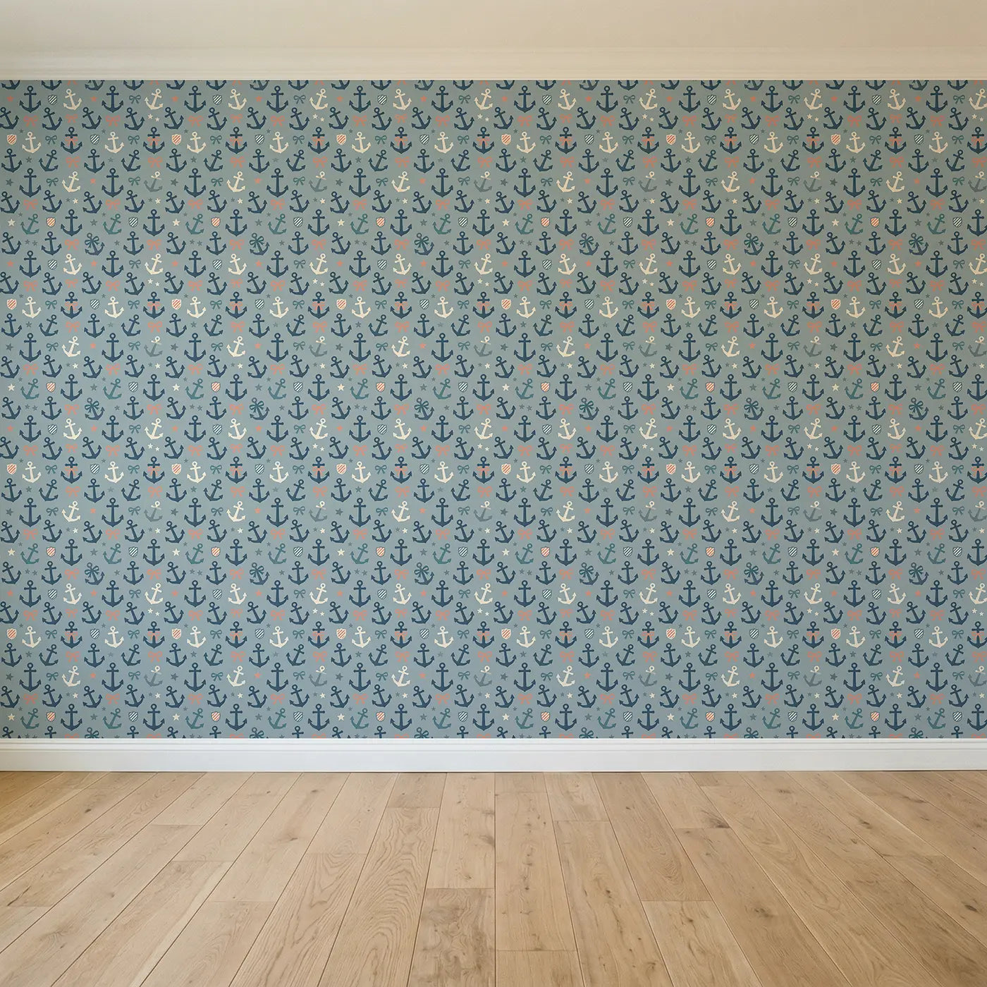 Classic Navy Modern Illustration seamless wallpaper full pattern - Whimsy Tots