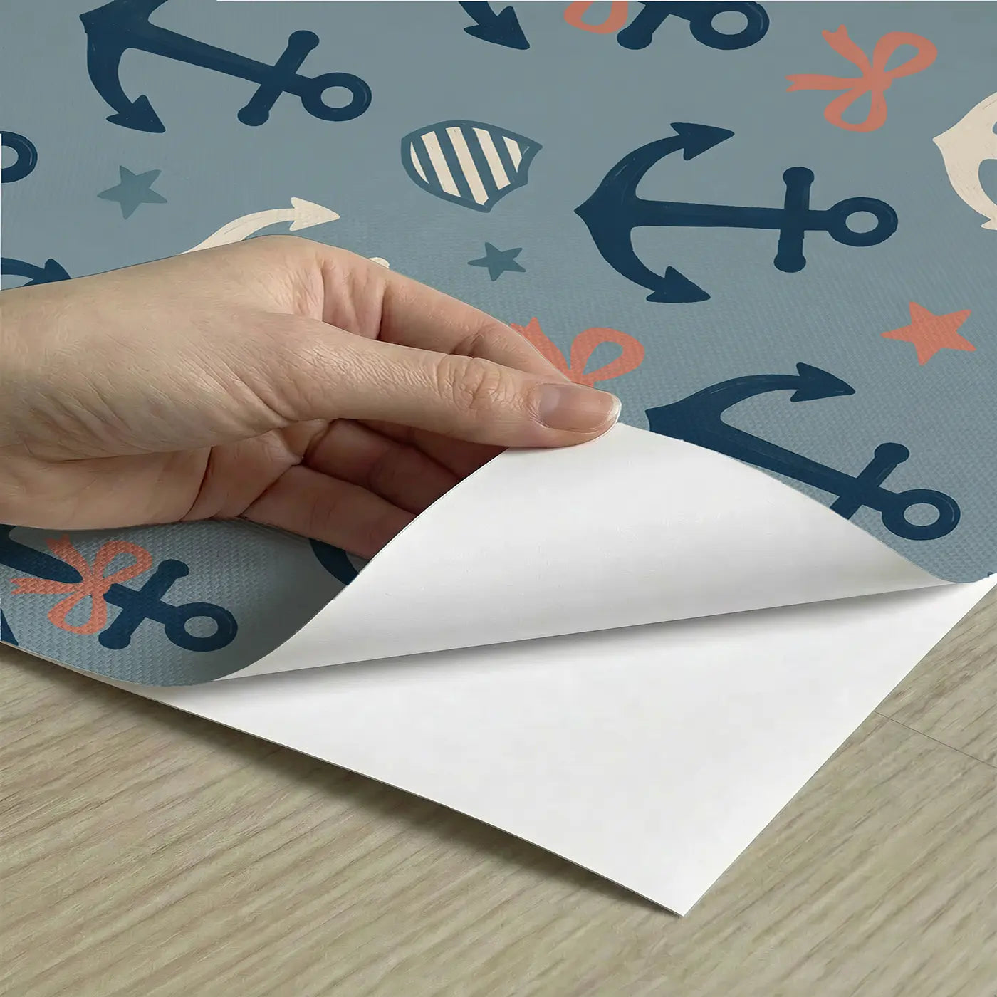 Classic Navy Modern Illustration peel and stick material close-up - Whimsy Tots