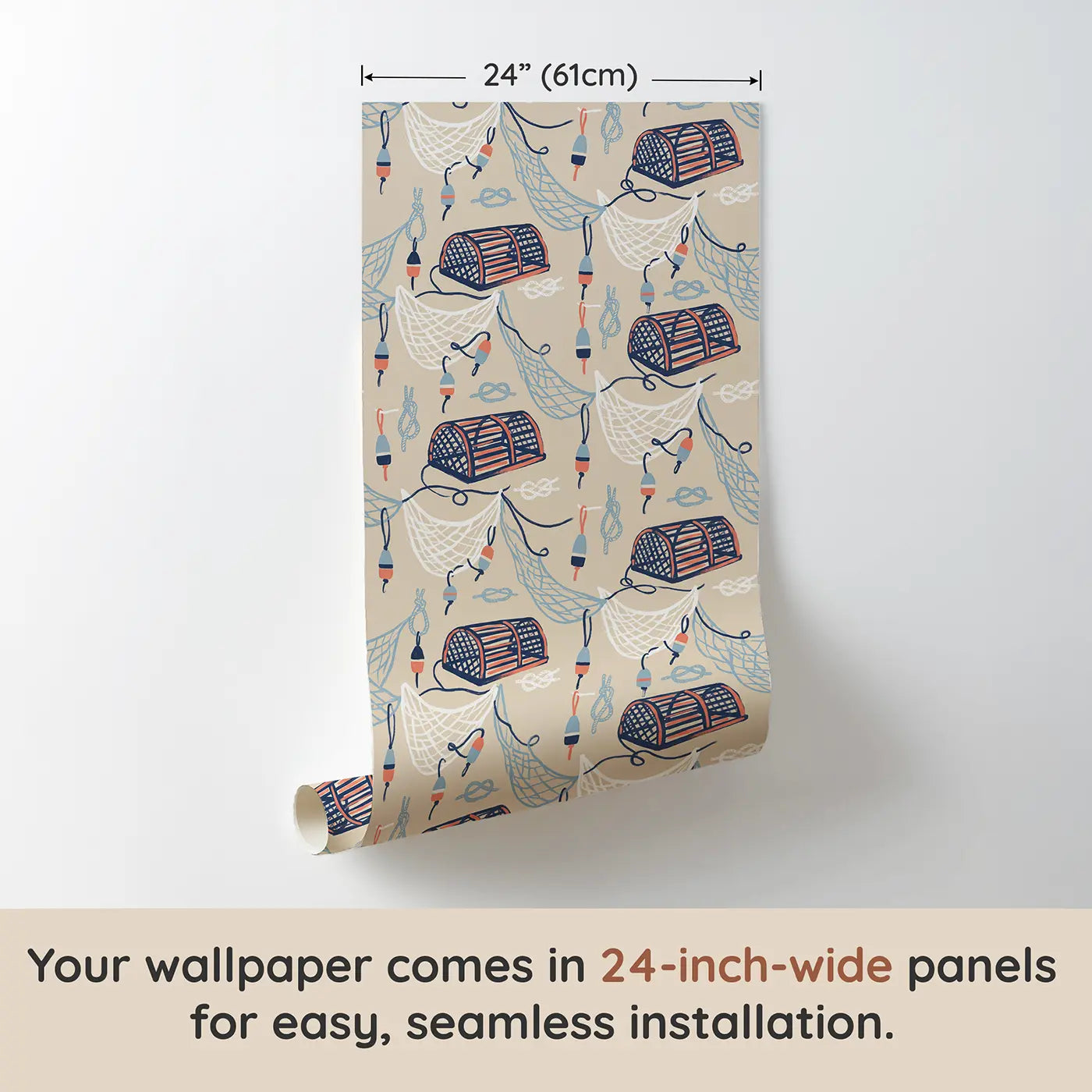 Lobster Pots Modern Illustration wallpaper panel dimensions - Whimsy Tots