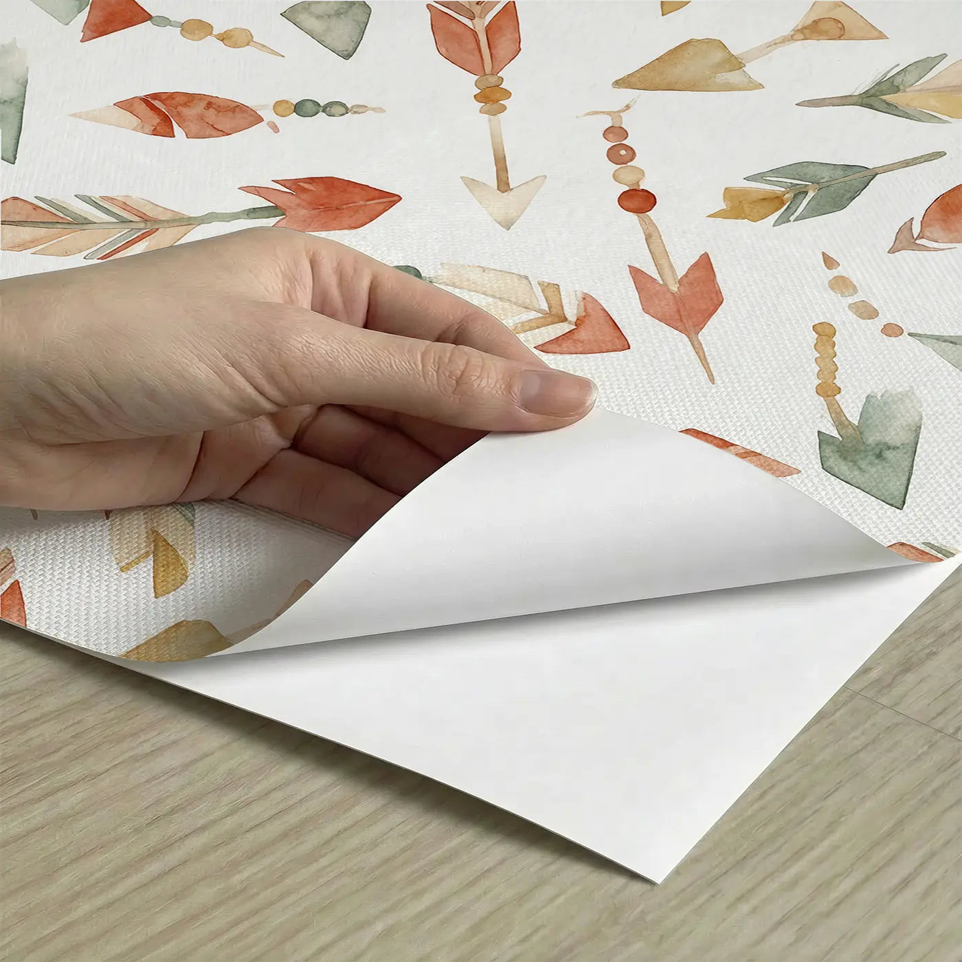 Geometric Arrow Watercolor peel and stick material close-up - Whimsy Tots