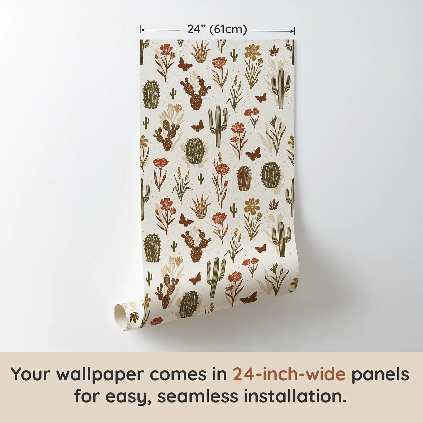 Desert Blooms Block Print wallpaper panel dimensions - Whimsy Tots